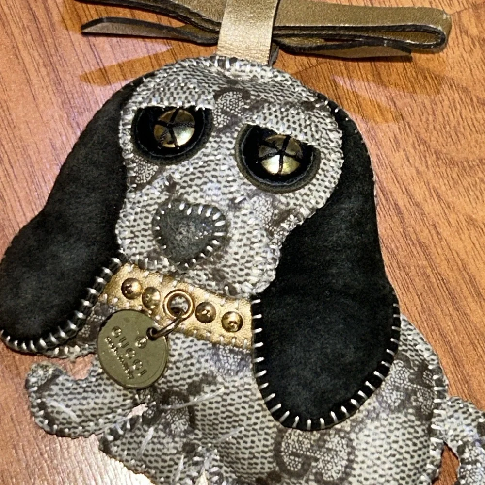 Authentic Gucci Dog GG Coated Canvas Bag Charm /Keychain / Keyring